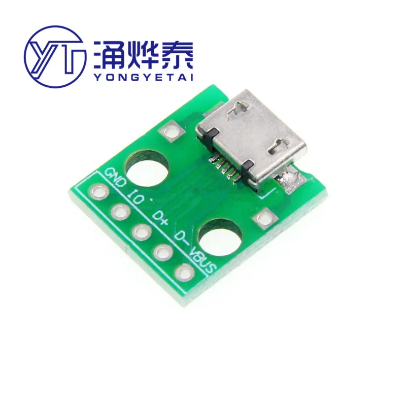 Micro usb to dip female B type patch to straight plug USB adapter board welded female