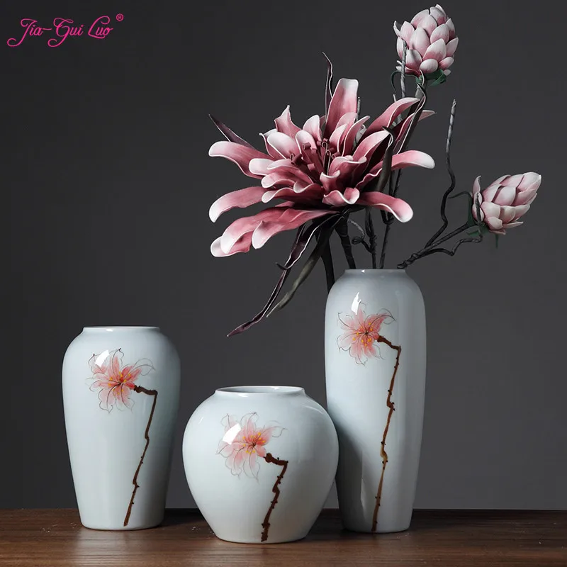 

Jia-gui luo Modern white porcelain 3 sets of desktop vases