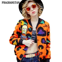 Новинка, женское короткое толстое теплое шерстяное пальто с круглым вырезом, индивидуальный принт с надписью, оранжевый принт, парки, женские куртки высокого качества JQ520