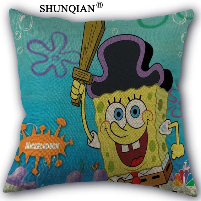 spongebob Pillow Case personality custom print Decorative cotton linen