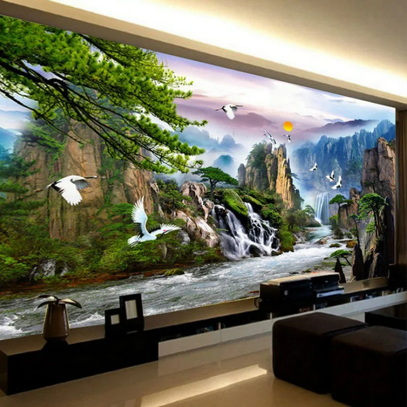 

Mountain waterfall Chinese Landscape DIY Precise Printed Full Cross Stitch Embroidery Kit Needlework Handmade Counted Craft Gift