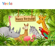 Yeele Tropical Plant Grass Animal Board Baby Birthday Photography Backgrounds Customized Photographic Backdrops for Photo Studio