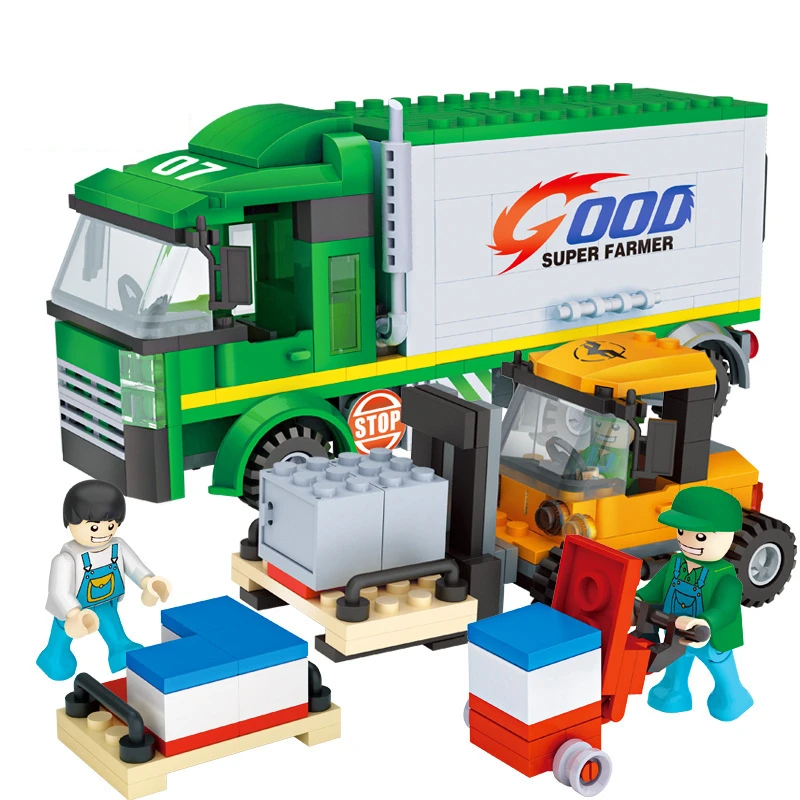 COGO City Series Transport Truck Forklift Anthem фигурки строительные блоки наборы кирпичи детские