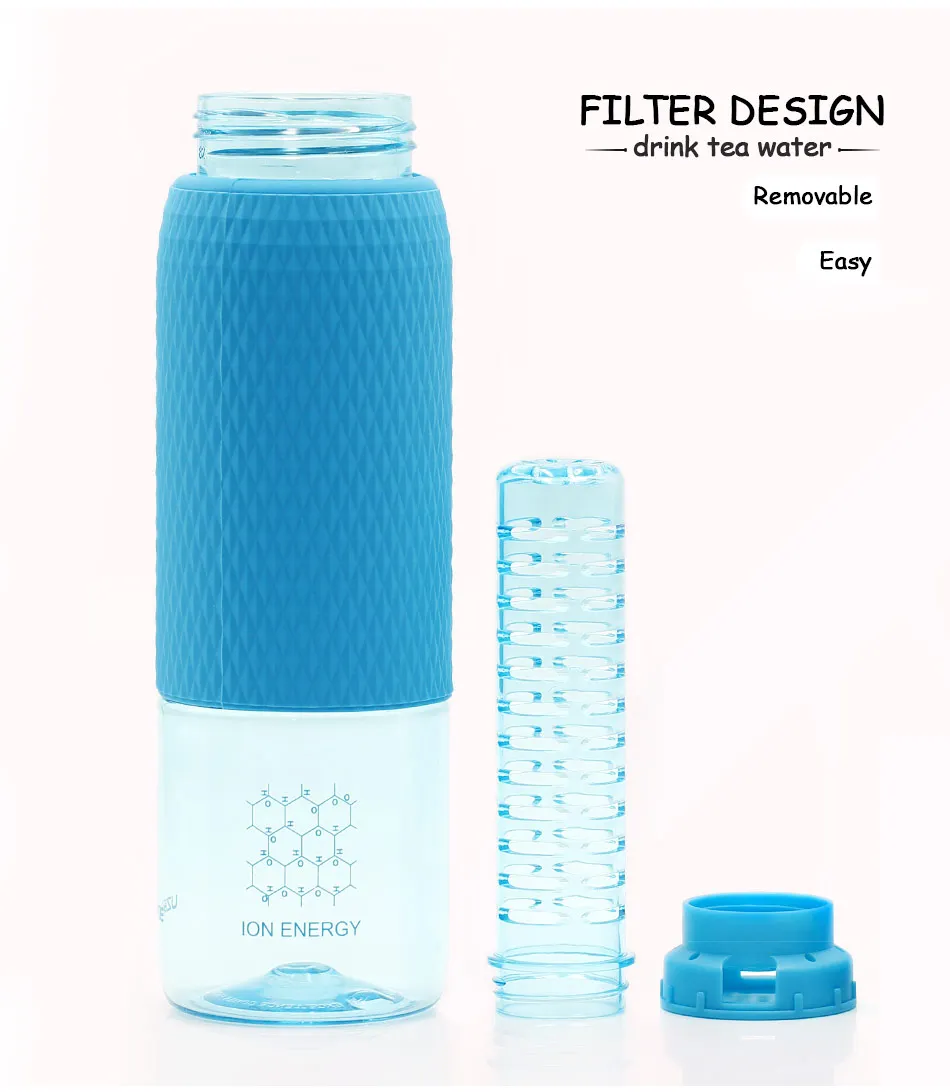 UZSPACE 500ml Tritan Sports Water Bottles Creative Portable buckle Lemon fruit tea Filter Shaker Drink Bottle For Water BPA Free500ML_06