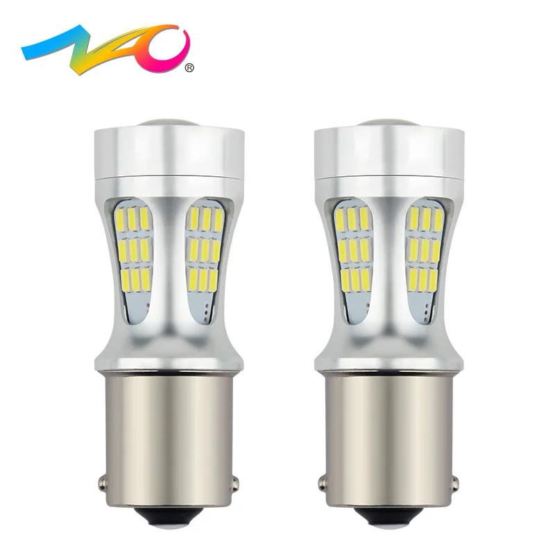 

NAO 2x P21W led bulb 1156 ba15s 12V led car lamp led DRL Rear fog Reverse brake lights Turn Signal lamp S25 5W 650LM 3014 Chips