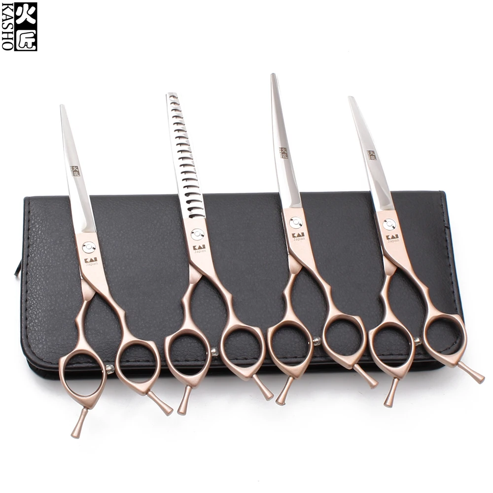 

H3009 6.5" 18.5cm Rose Gold 440C Animal Scissors Straight Scissors Thinning Shears Professional Pets Scissors Dogs Grooming Kit