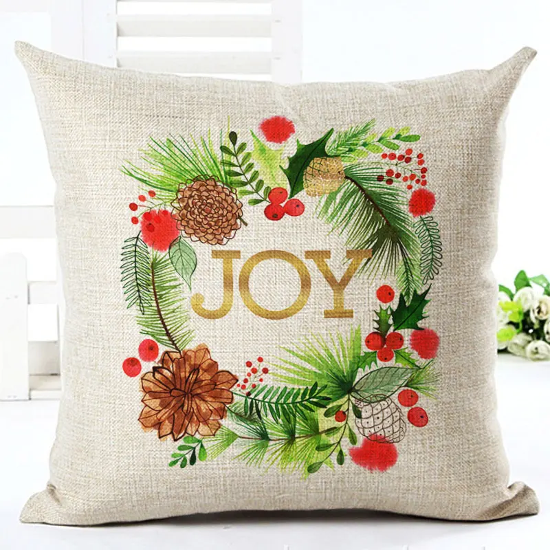 2019 سنة جديدة سعيدة عيد ميلاد سعيد الزينة للمنزل مكتب سيارة مقعد أريكة الوسائد مربع الكتان المخدة 45x45 سنتيمتر نافيداد