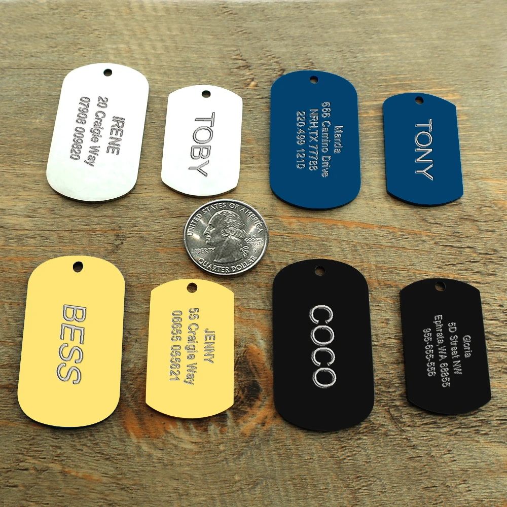 Pet ID Tags Military Dog ID Tag Stainless Steel Personalized Free Engraved Pet Name Address Phone Number 2 Size M L