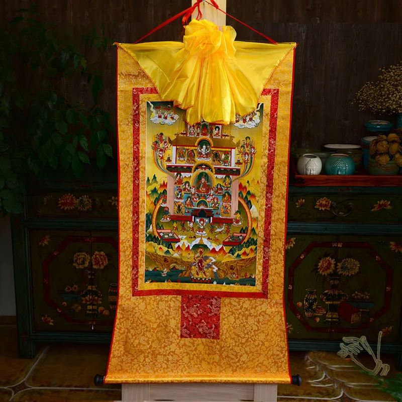 Буддийские принадлежности-120 см большой дом Тибетский гуру Rinpoche падмасамбхава Будда Nirvana Thang-ga живопись танка