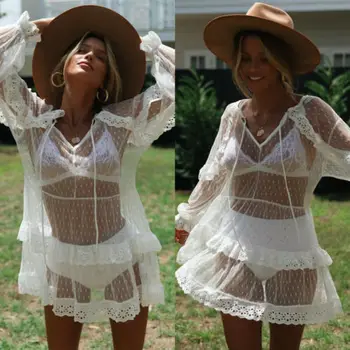

Women Ladies Bikini Cover Up Bathing Suit Lace Crochet Swimwear Beach Dress New