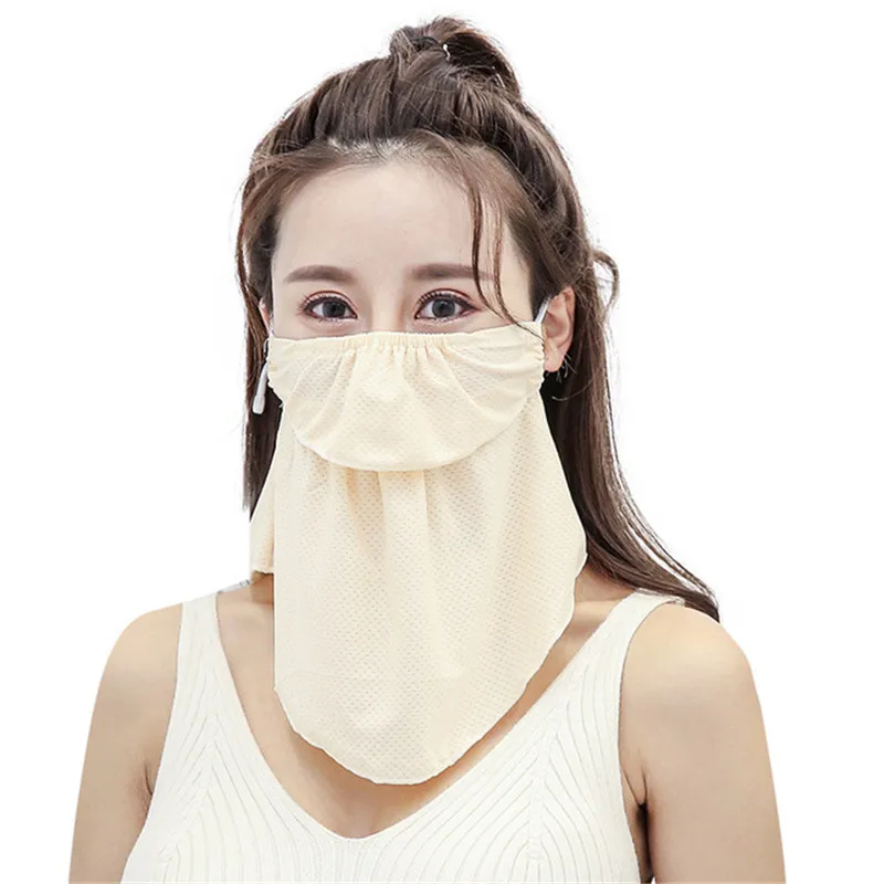 

Women Ice Silk Breathable Mouth Mask Riding Sunscreen Face Mask Outdoor Sport Windproof Neck Guard UV