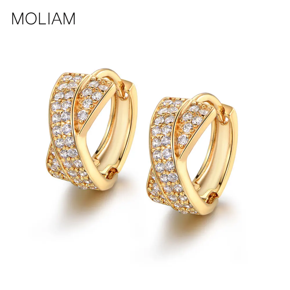 

MOLIAM Luxury Twisted Small Hoop Earrings for Women 2016 Jewelry Gold-Color Zircon Crystal Trendy Earings High Quality MLE213