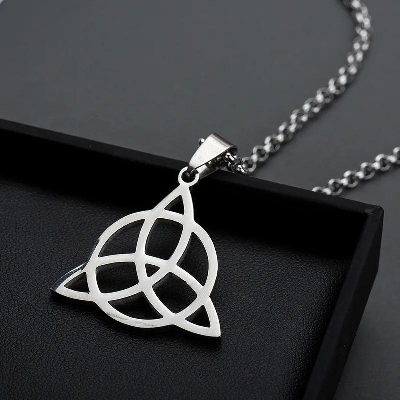 Abaicer-WICCA треугольник Викинг украшения руны кельтские узлы ожерелья и подвески Triquetra серебряный цвет нержавеющая сталь для мужчин