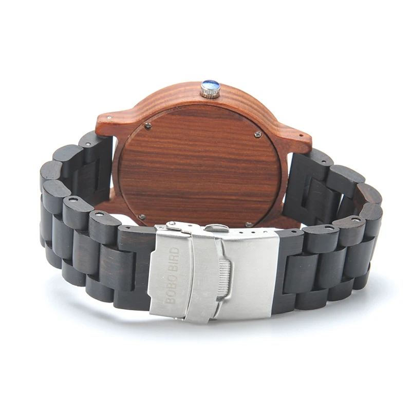 BOBO BIRD Antique Unique Design Mens Dress Red Sandalwood Quartz Watches with All Wooden Band in Gift Box Customized Logo