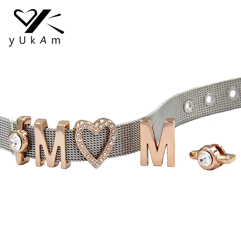 

YUKAM Sliders Jewelry 10mm DIY Personality Customized Slide Charms Keeper for Stainless Steel Mesh Keeper Bracelet Necklace 1Pcs