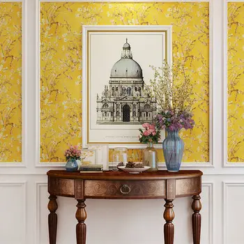 

High Quality American Pastoral Style Wallpaper Retro Apricot Bedroom Living Room Porch TV Background Non-woven Wall Paper Roll