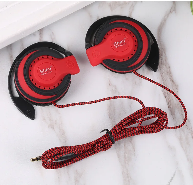 Shini Q141 стерео наушники спортивные беговые наушники крючок Bluetooth гарнитура Музыка бас наушники Handsfree для iPhone4/5/6 samsung - Цвет: Red