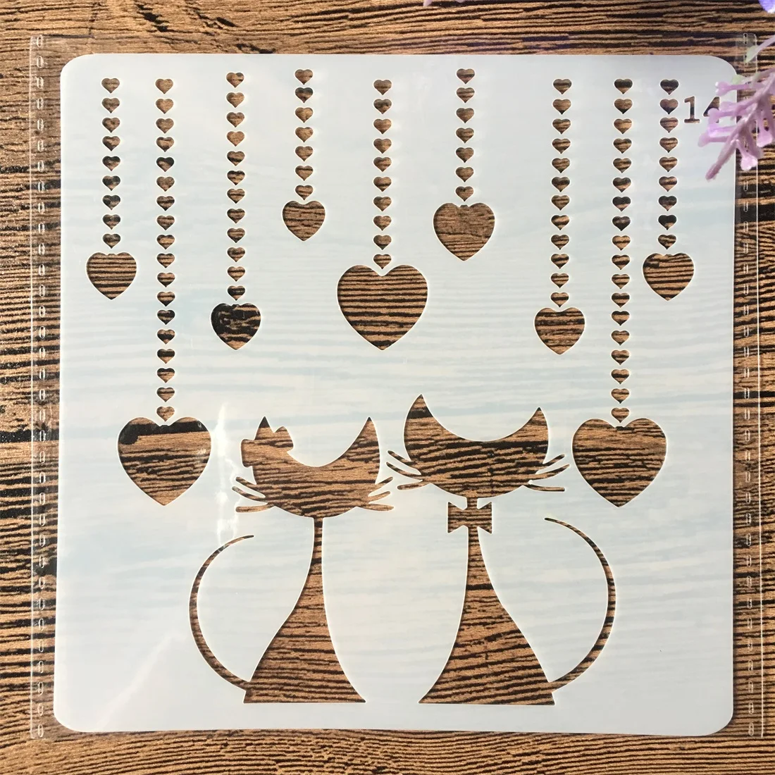 1 шт. Lover Heart Cat DIY Многослойные трафареты настенная живопись скрапбук раскраска