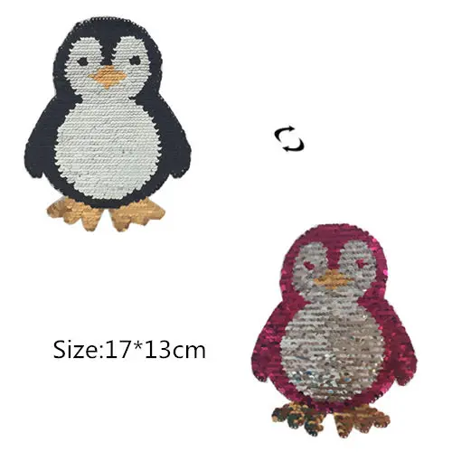 

Penguin baby Reversible Change color Sequins Sew On Patches for clothes DIY Patch Applique Bag Coat Sweater Crafts