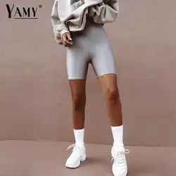 Reflective shorts ladies high waist shorts women sweatpants jogger punk biker shorts autumn women casual streetwear black shorts