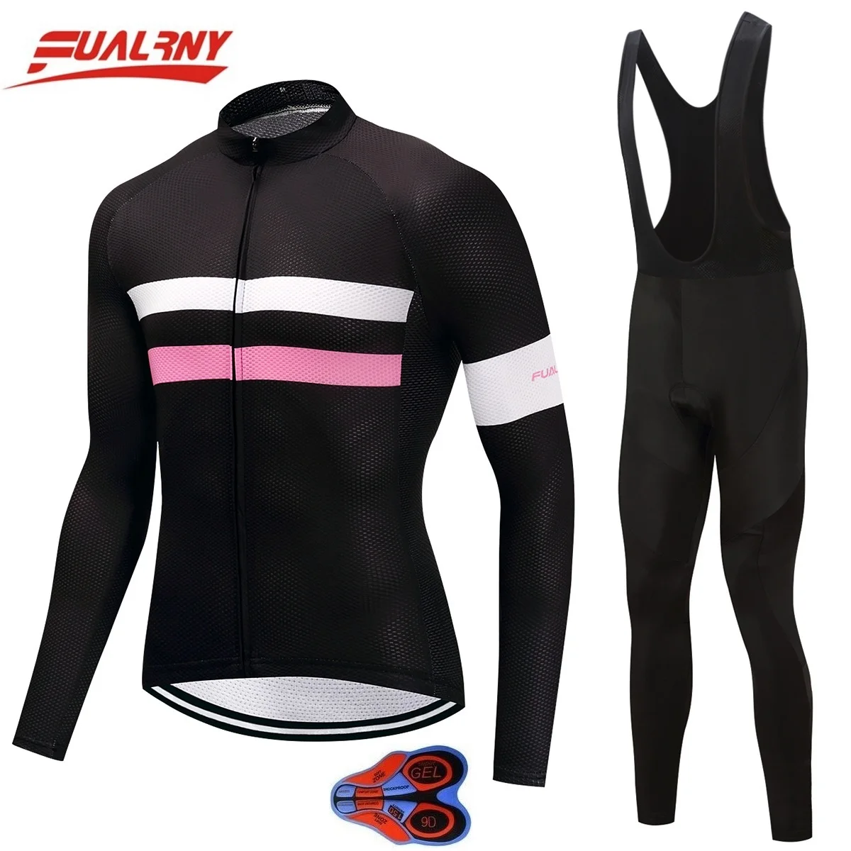 

2019 Team FUALRNY Long sleeve Ropa Ciclismo Cycling Jersey set 9D gel/Autumn Bicycle/MTB Bike Clothes For Man Chest fluorescence