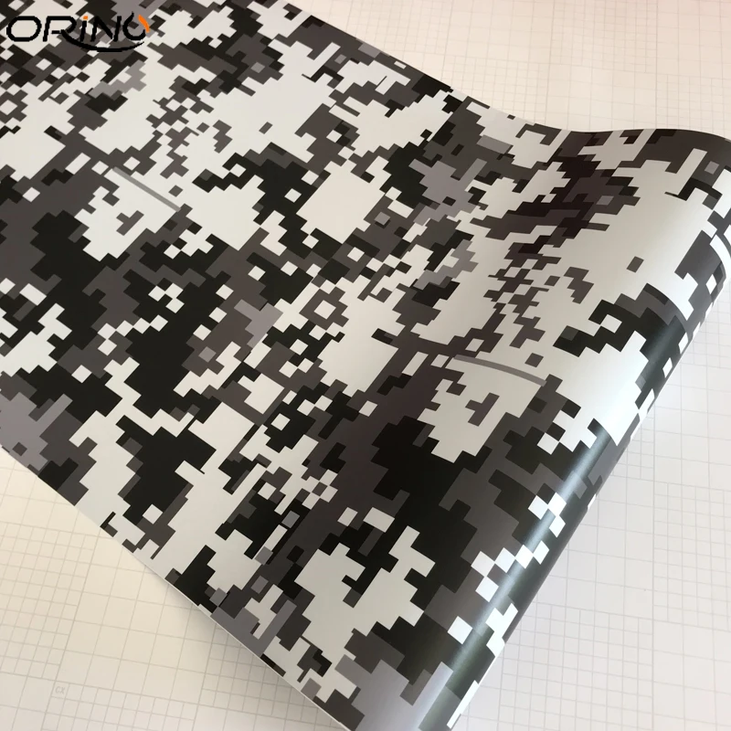 Черно белая цифровая камуфляжная виниловая пленка пиксельная автомобильная