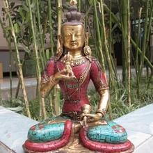 Песня voge gem S1293 Непал Чистая Бронзовый 24 К Золото Позолотить декор Красный коралл бирюза Ваджрасаттва Будда