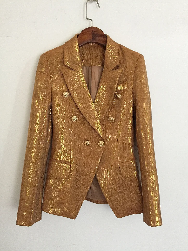 Высококачественная Дизайнерская Женская куртка Роскошные Золотые полоски шикарные блейзеры офисные женские костюмы для вечеринки Лев