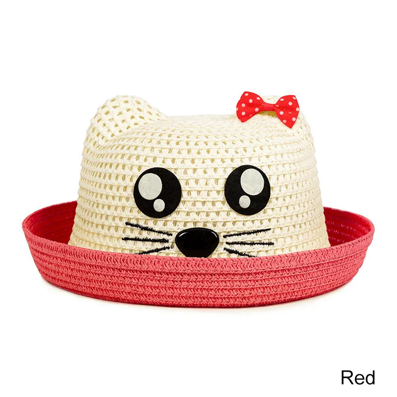 MOLIXINYU детская соломенная шляпа для девочек, летняя пляжная шапка для малышей, милые детские шляпы от солнца для мальчиков и девочек - Цвет: Red