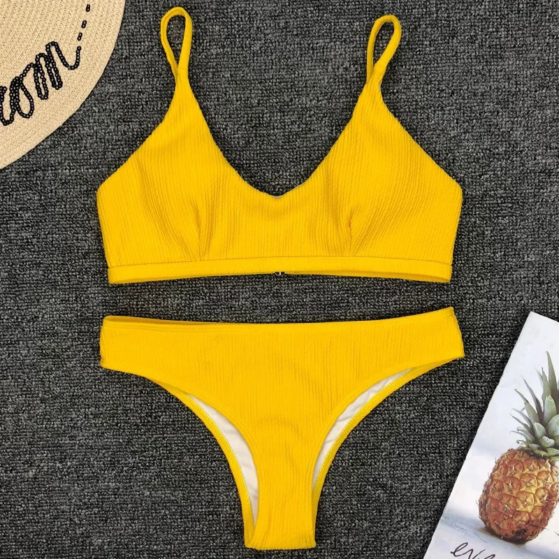 yellow two piece bikini