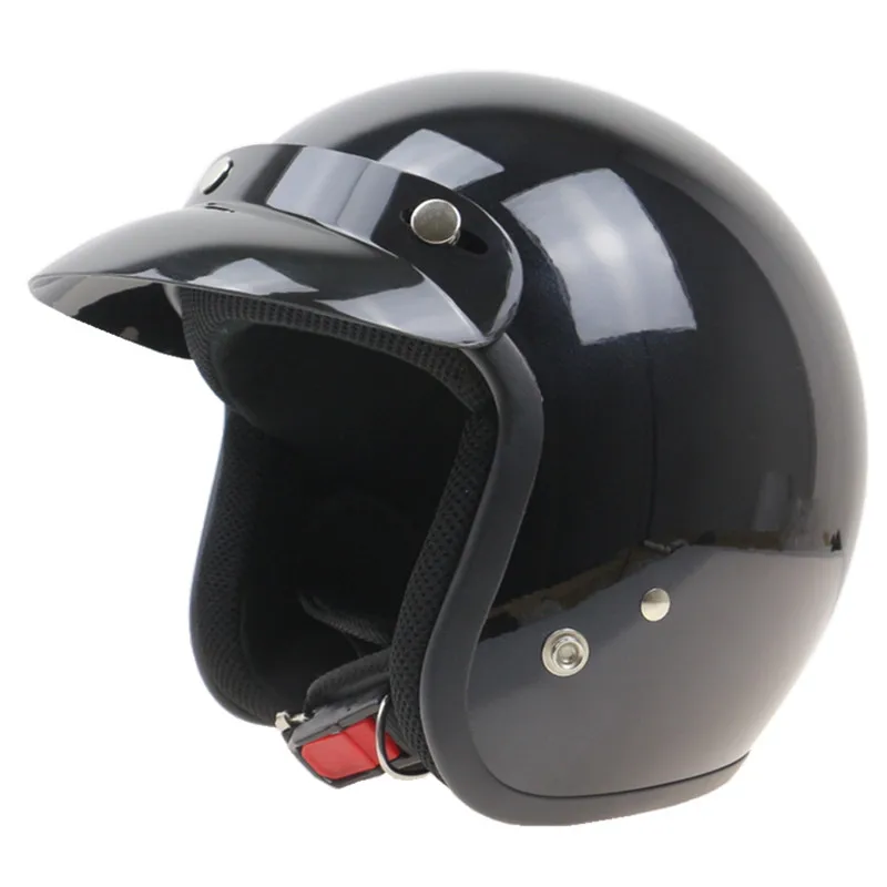 Белый с синими полосками классический мотоциклетный шлем с открытым лицом безопасный двигатель велосипедный шлем ABS корпус 5 размеров шлем casco 3/4 - Цвет: black