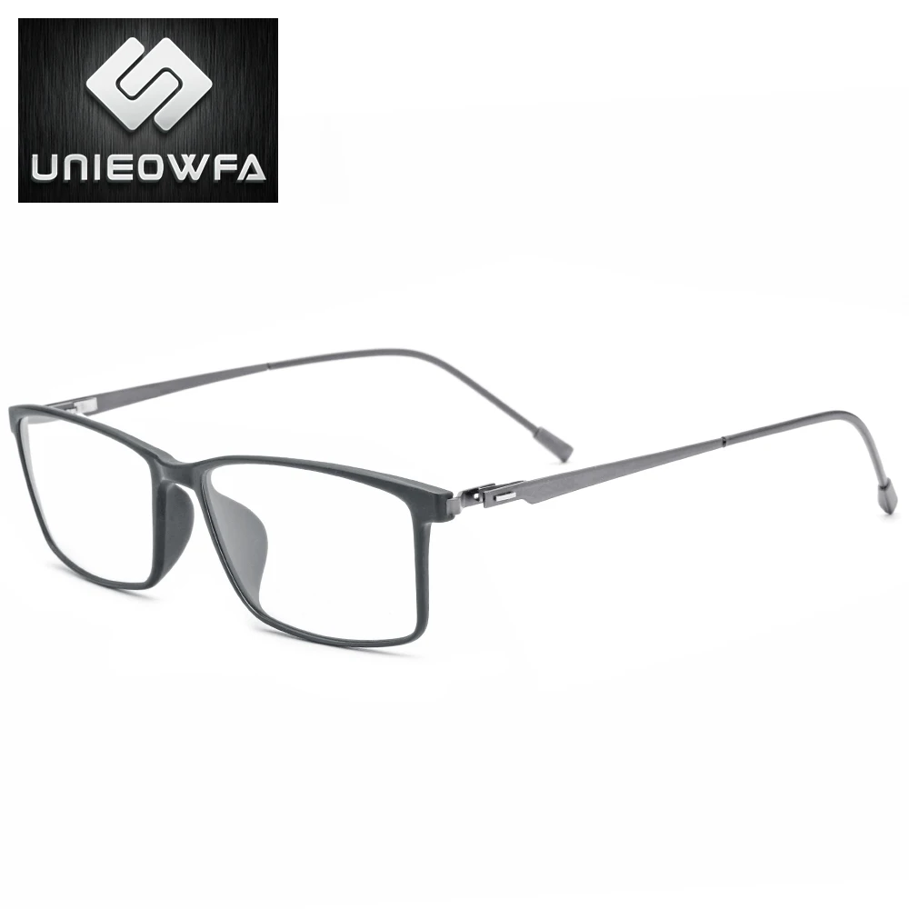 UNIEOWFA ультралегкие TR90 оптические очки для близорукости, оправа для мужчин, полная оправа, Прямоугольная оправа для очков по рецепту, корейские очки