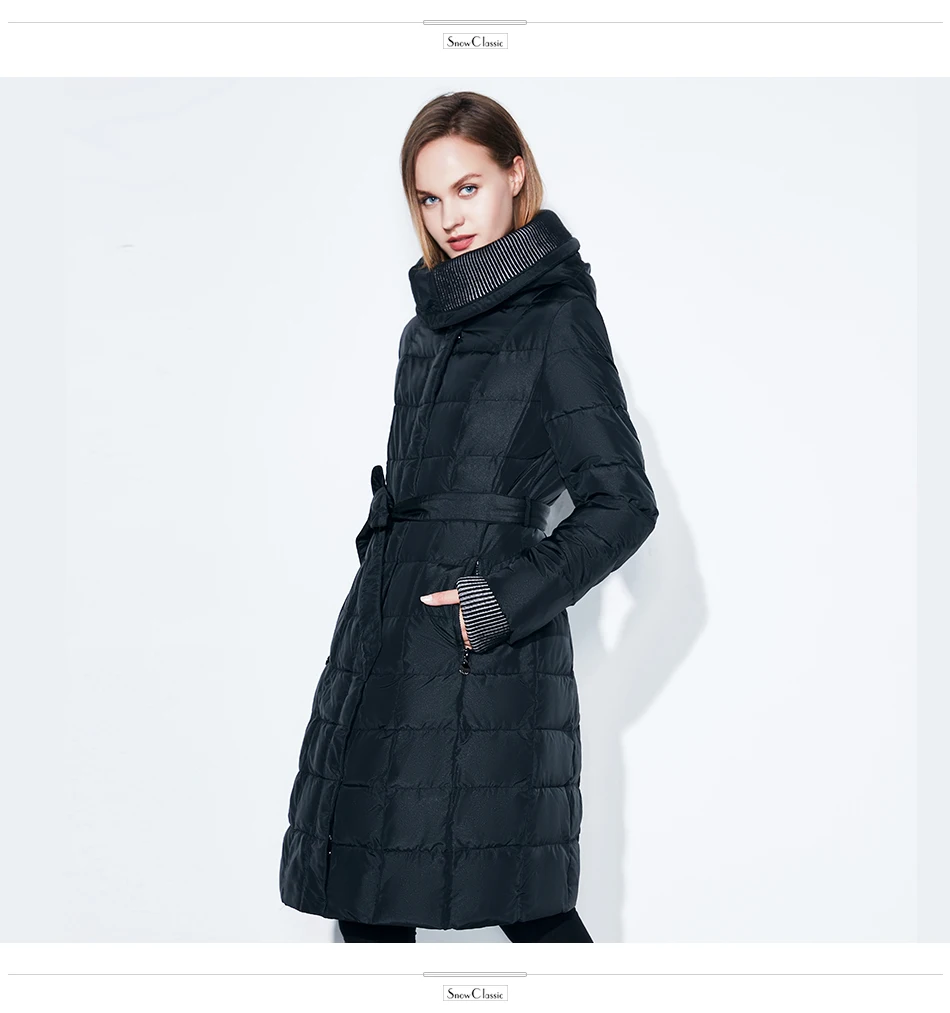 Snowclassic весенняя куртка женщин зимнее пальто женщин теплые outwear мода большой размер Средние-длинние роскошные зимние пальто толстые Slim Solid