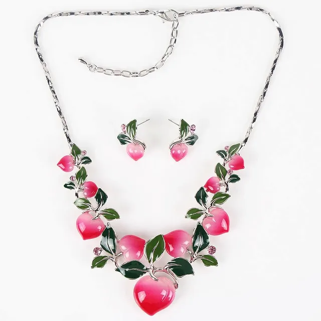 MS17209 Classic Peach Jewelry Sets Brand Fruit Woman's Necklace Set