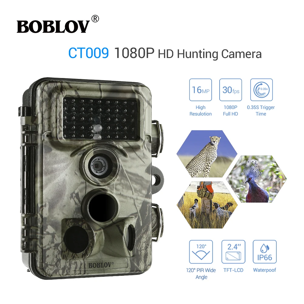 BOBLOV CT009 16MP фотоловушка охотничья камера 42 шт. инфракрасная камера с ночным видением Охотник на диких животных Cam bolyguard foto kapanlar