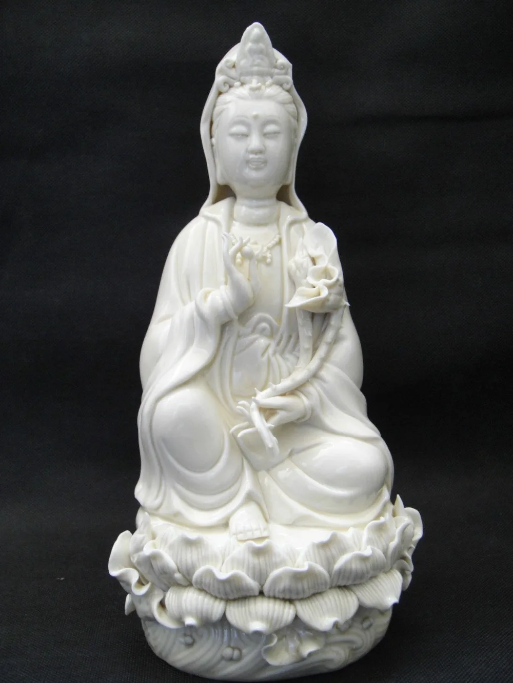 yin goddess statue kwan lotus porcelain chinese guanyin buddha dehua throne fine aliexpress