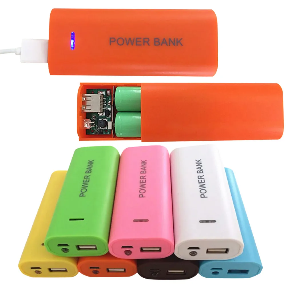 Модные яркие цвета 5600 мАч 2X короткие волосы 18650 USB внешний аккумулятор зарядное