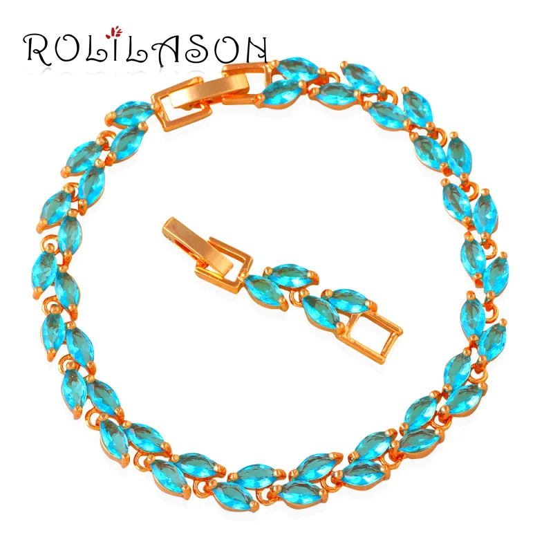 Великолепный золотистый браслет ROLILASON с кристаллами подарок на День святого