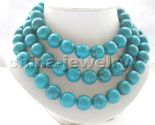 

Beautiful 50" 16mm round turquoise necklace-moonlight clasp