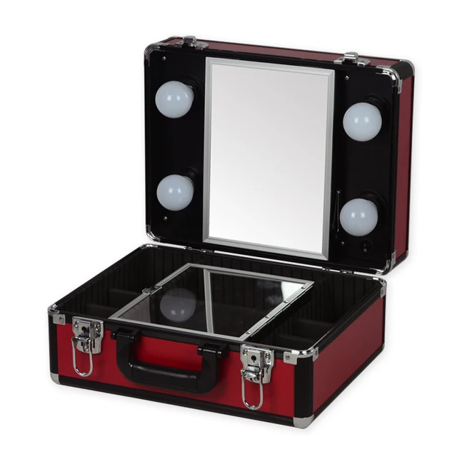 New Type Portable makeup case with lights light weight makeup box with