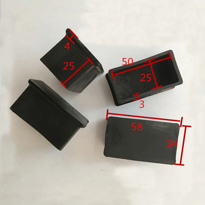 

25*50mm Rectangle PVC Soft Rubber Sleeve Table Rubber Cap Antiskid Foot Seeve of Chair Square Tube Pipe Plug 20PCS