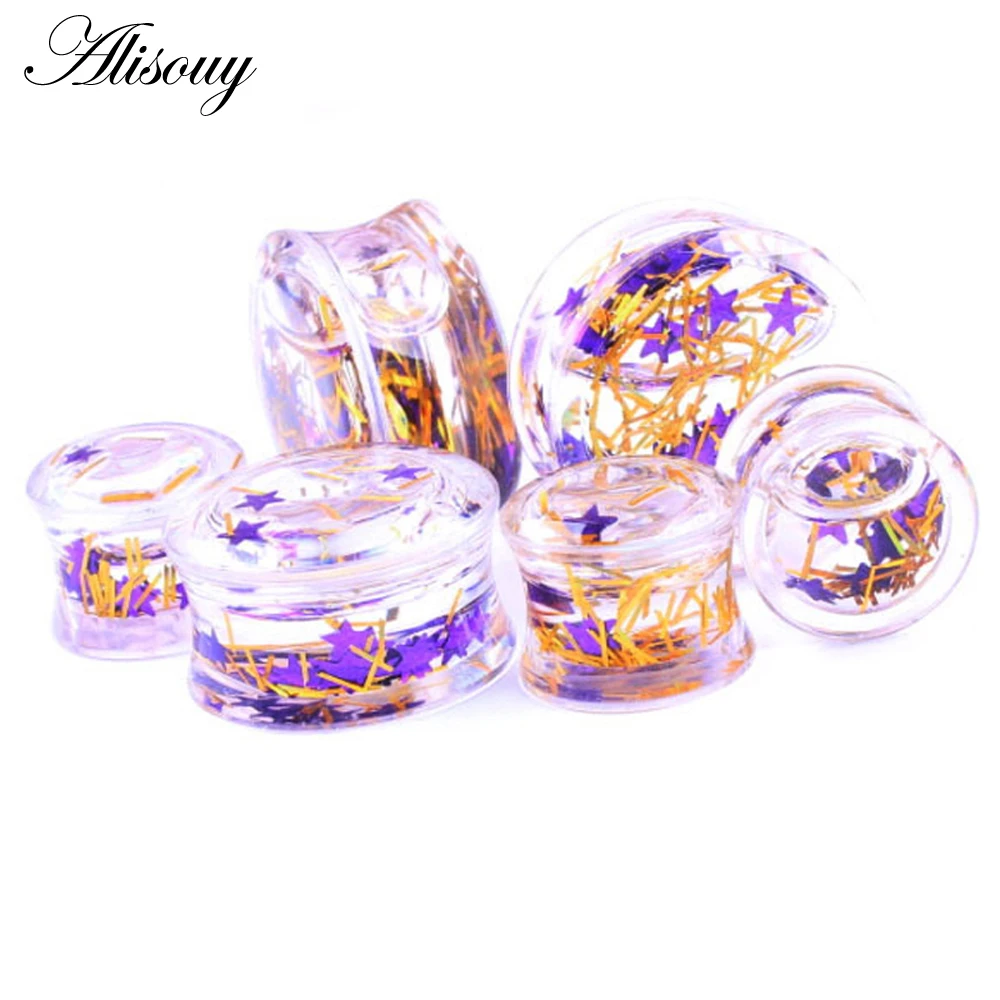 

Alisouy 1 pair Creative Liquid Acrylic Ear Plug Earrings Gauges Body Piercing Plug Ears Stretcher 6-16mm tunnel jewelry for lady