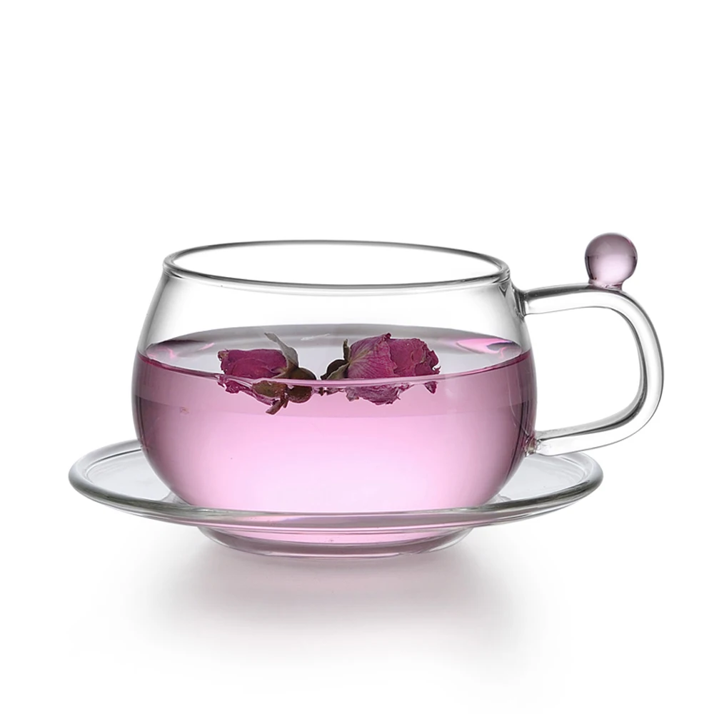 Buy Hot Sell Clear Heatproof Glass Tea Cup and Saucer Set Handcraft Kongfu Tea