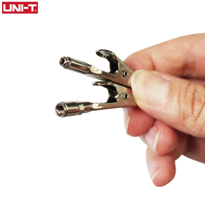 1 쌍 UNI-T 악어 악어 테스트 클립 전기 클램프 멀티 미터 테스터 프로브 스루 홀 M4 나사 보어 (프로텍터 포함)