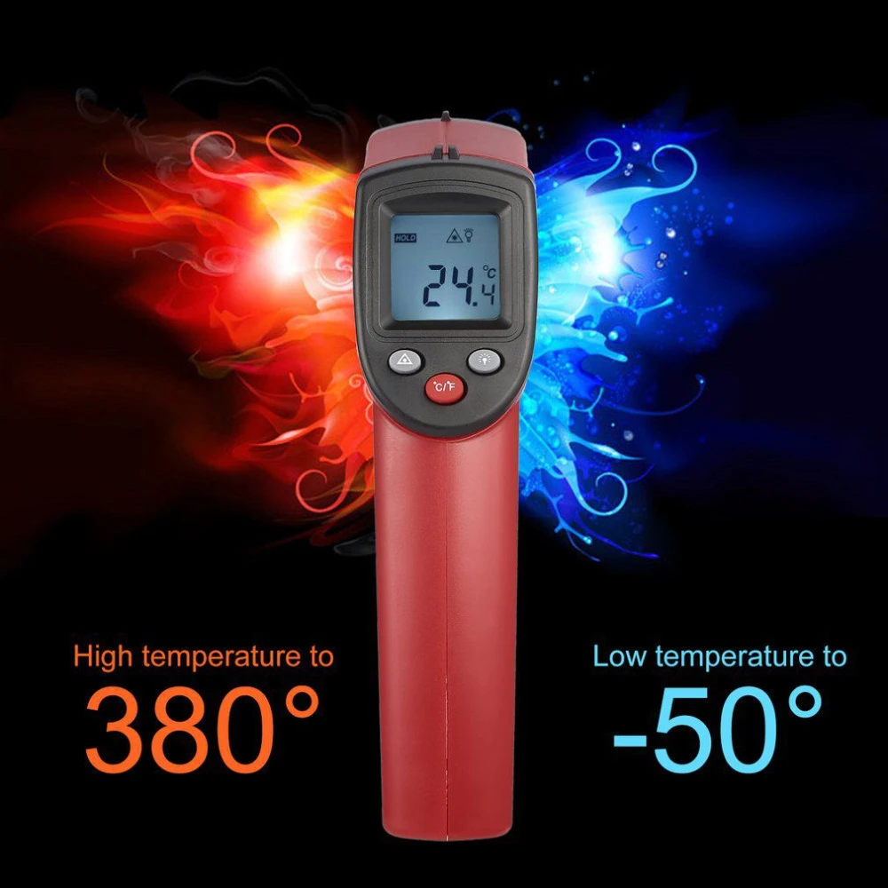 

Laser IR Infrared Thermometer High Precision Digital Pyrometer LCD Temperature Meter Non Contact Thermometers -50 to 380 Degrees