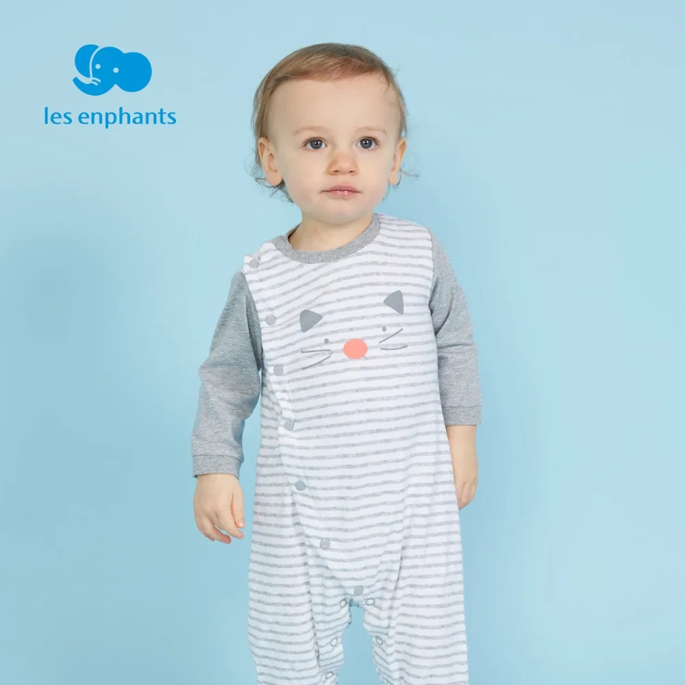 Les enphants 2018 для новорожденных комбинезон в полоску с длинными рукавами маленьких