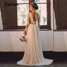 Eightale цвета слоновой кости аппликационные жемчужины для кружева Пляжные Свадебные платья с длинными рукавами и открытой спиной свадебное платье в стиле бохо свадебное платье