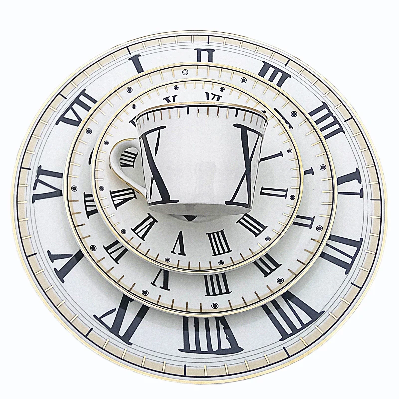 Bone China Dinnerware Set Ceramic Steak Dinner Plates With Cup And