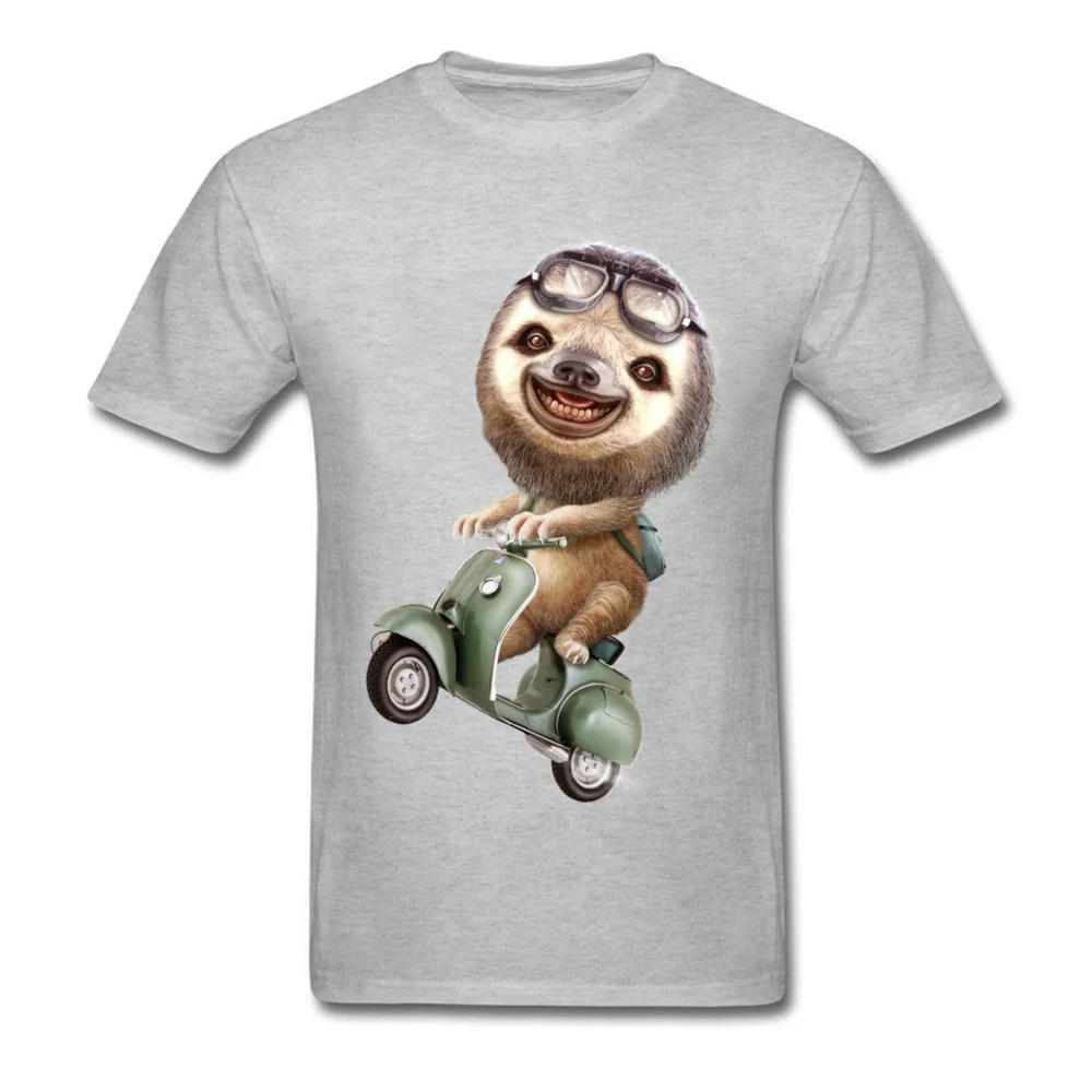 RUNAWAY SLOTH T-shirts Cool Short Sleeve Fashionable Round Neck Cotton Fabric Tops Shirt Clothing Shirt for Men Fall RUNAWAY SLOTH grey
