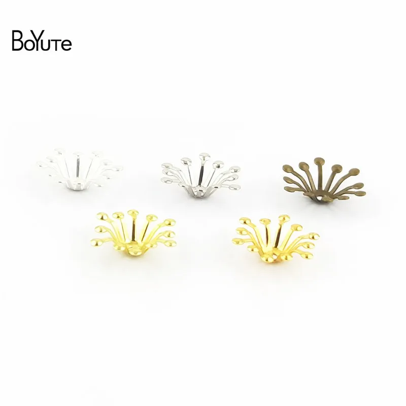 BoYuTe 100Pcs 10MM 13MM Metal Flower Bead Caps Diy Hand Made Jewelry Accessories (2)